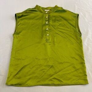 NICOLE MILLER Women’s Chartreuse Button Blouse, Size Large.